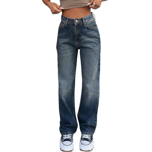 SHE sötétkék egyenes szárú farmer nadrág