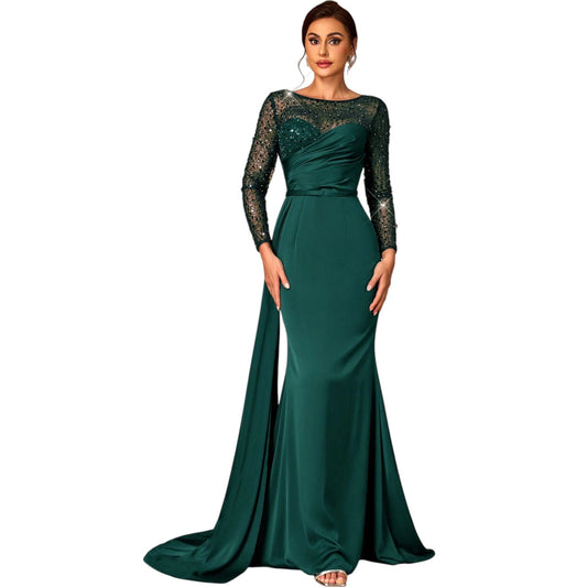 SHE smaragdzöld flitteres estélyi ruha