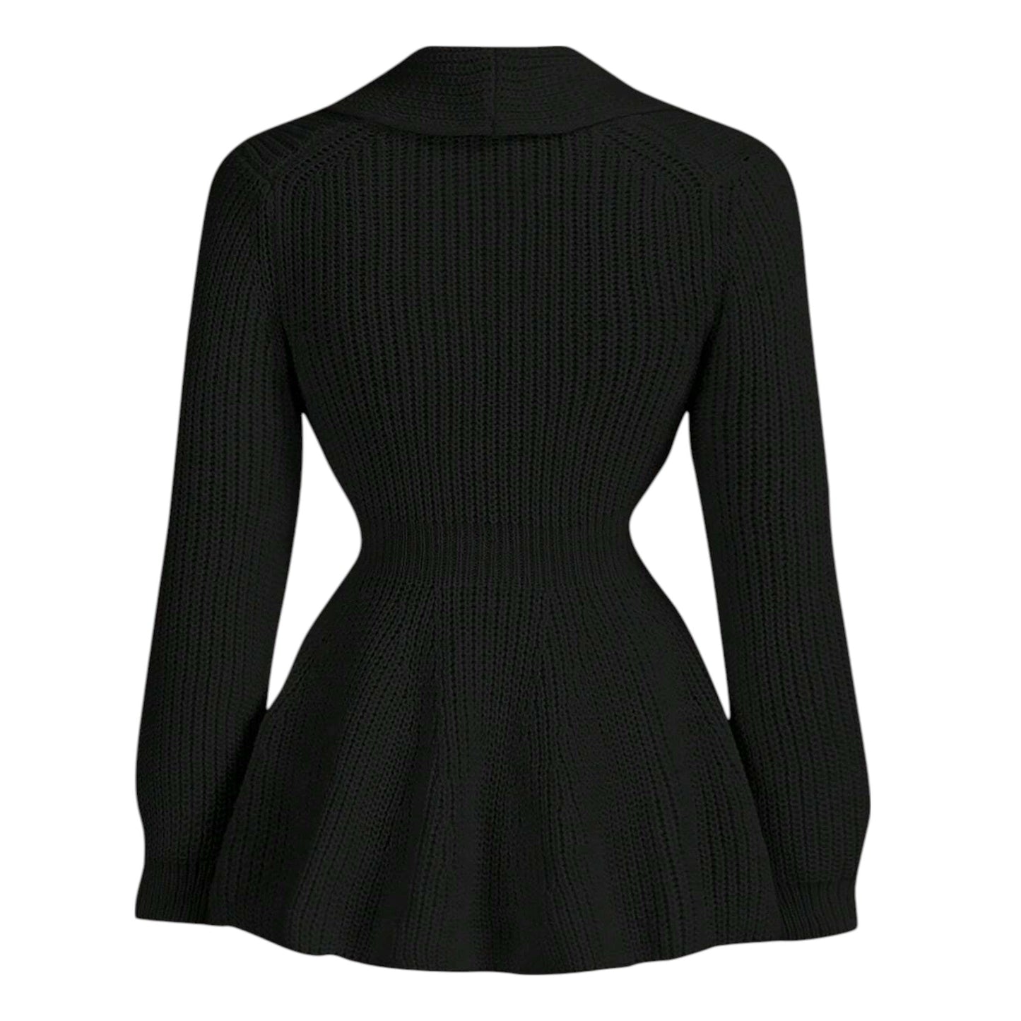 SHE fekete gombolós peplum kardigán