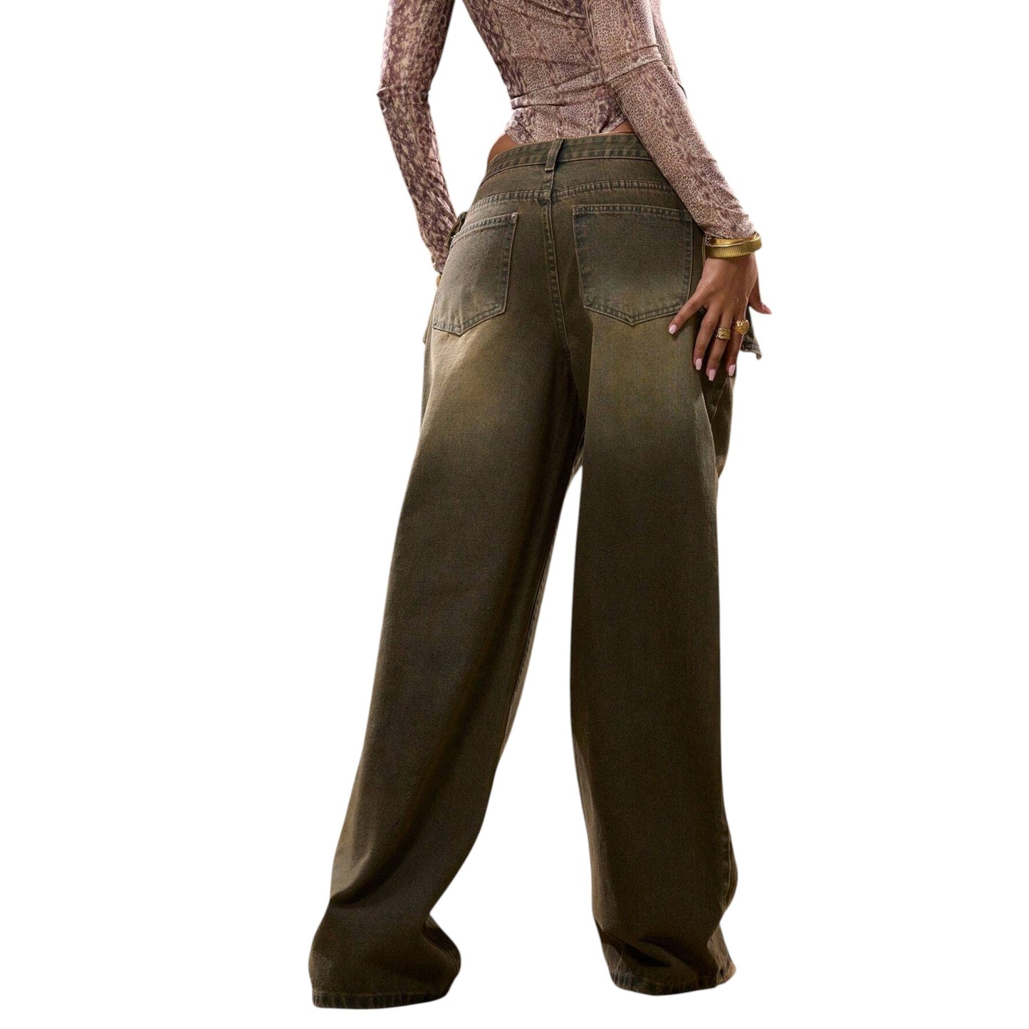 SHE sötétbarna baggy farmer nadrág