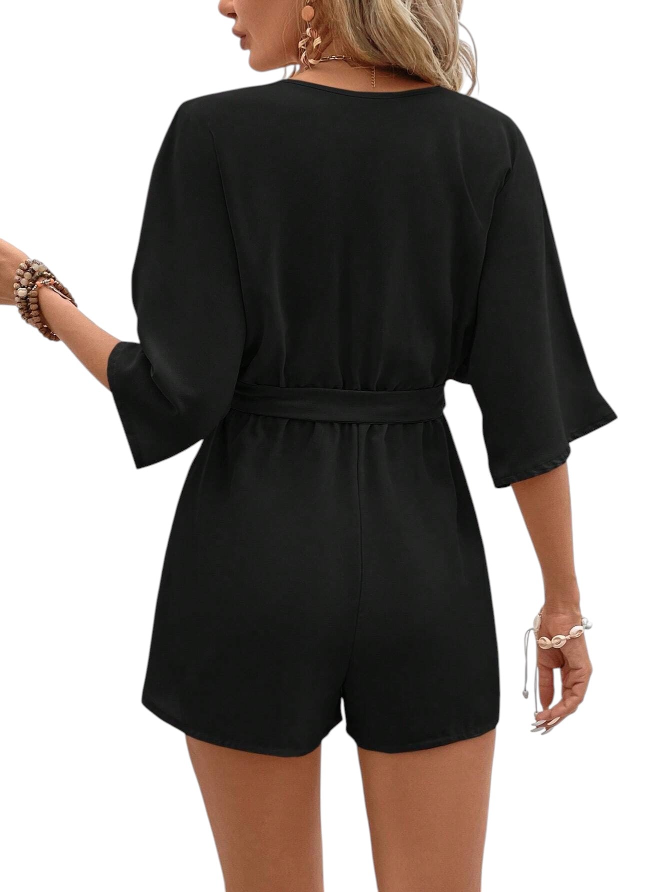SHE fekete megkötős playsuit