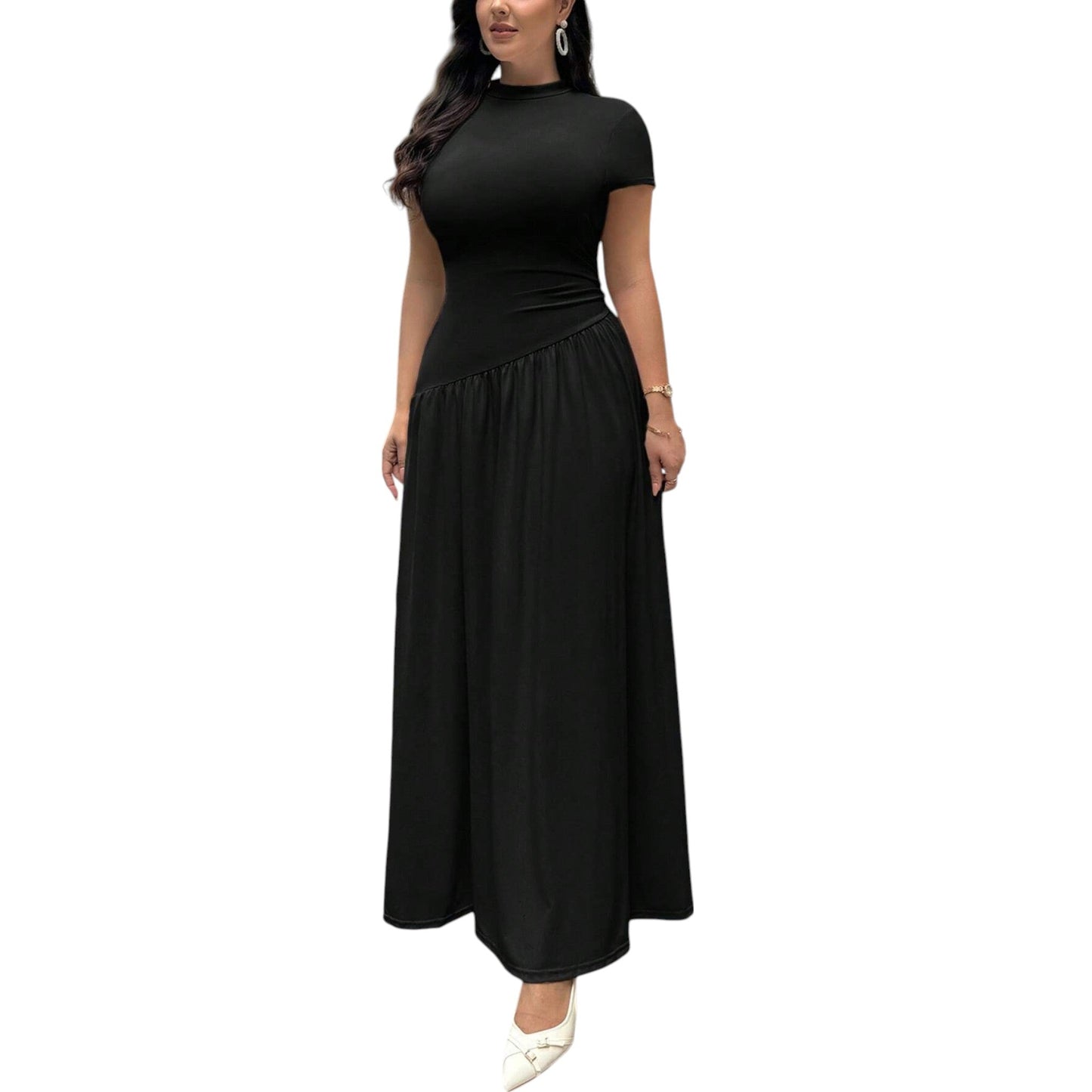 SHE fekete magas nyakú maxi ruha
