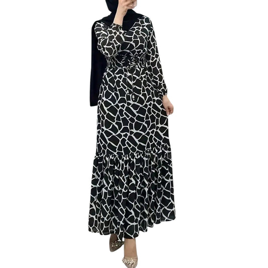 SHE fekete-fehér mintás maxi ruha