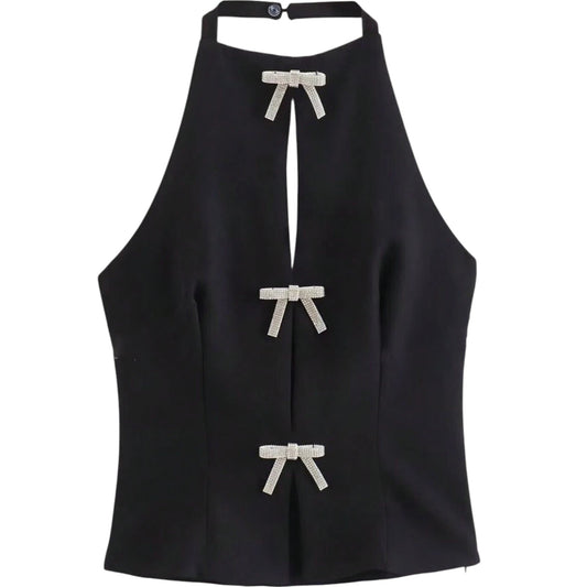 SHE fekete cipzáras halter top