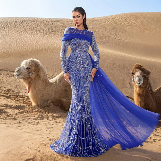 SHE királykék strasszos maxi ruha