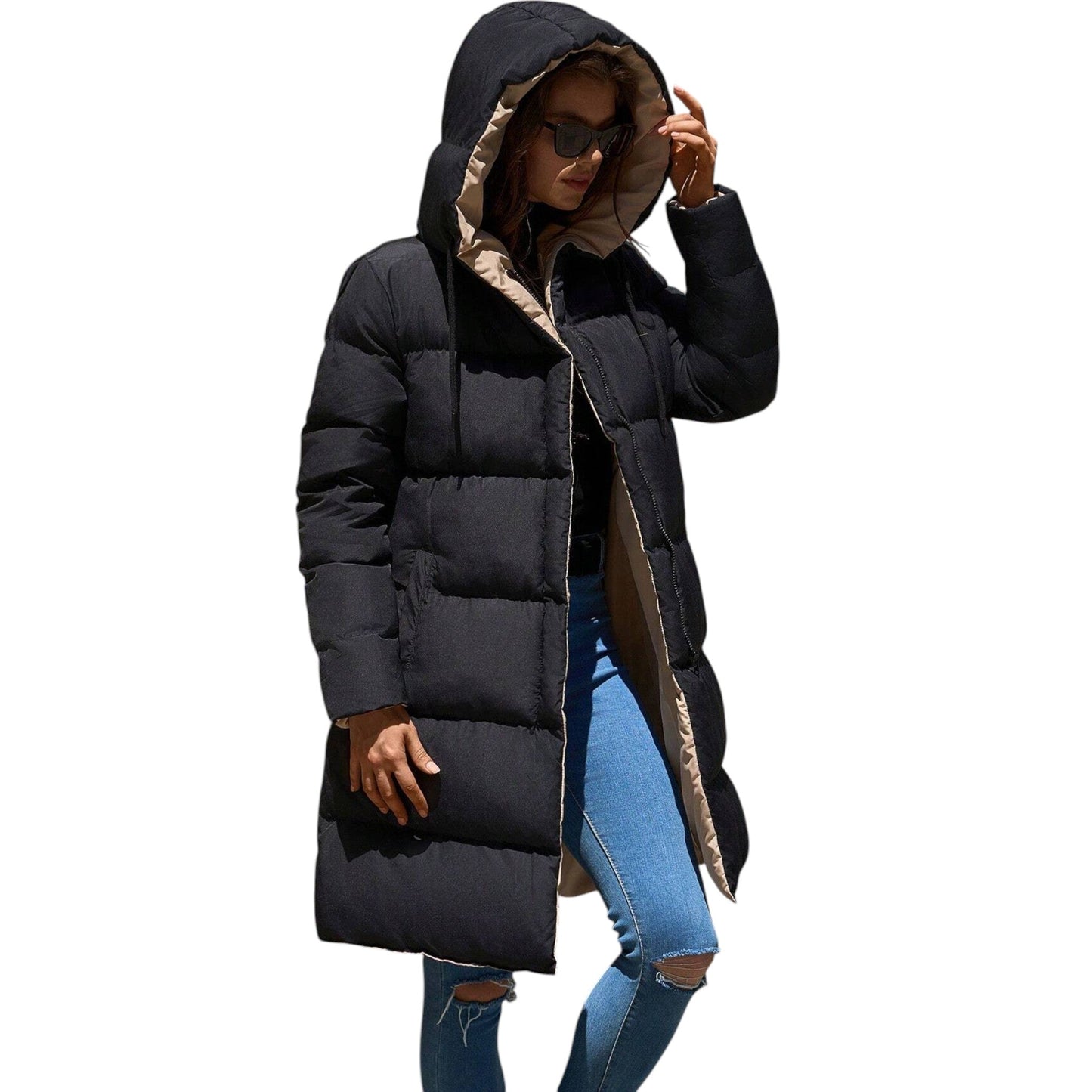 SHE fekete steppelt kabát