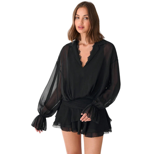 SHE fekete tüllös mini ruha