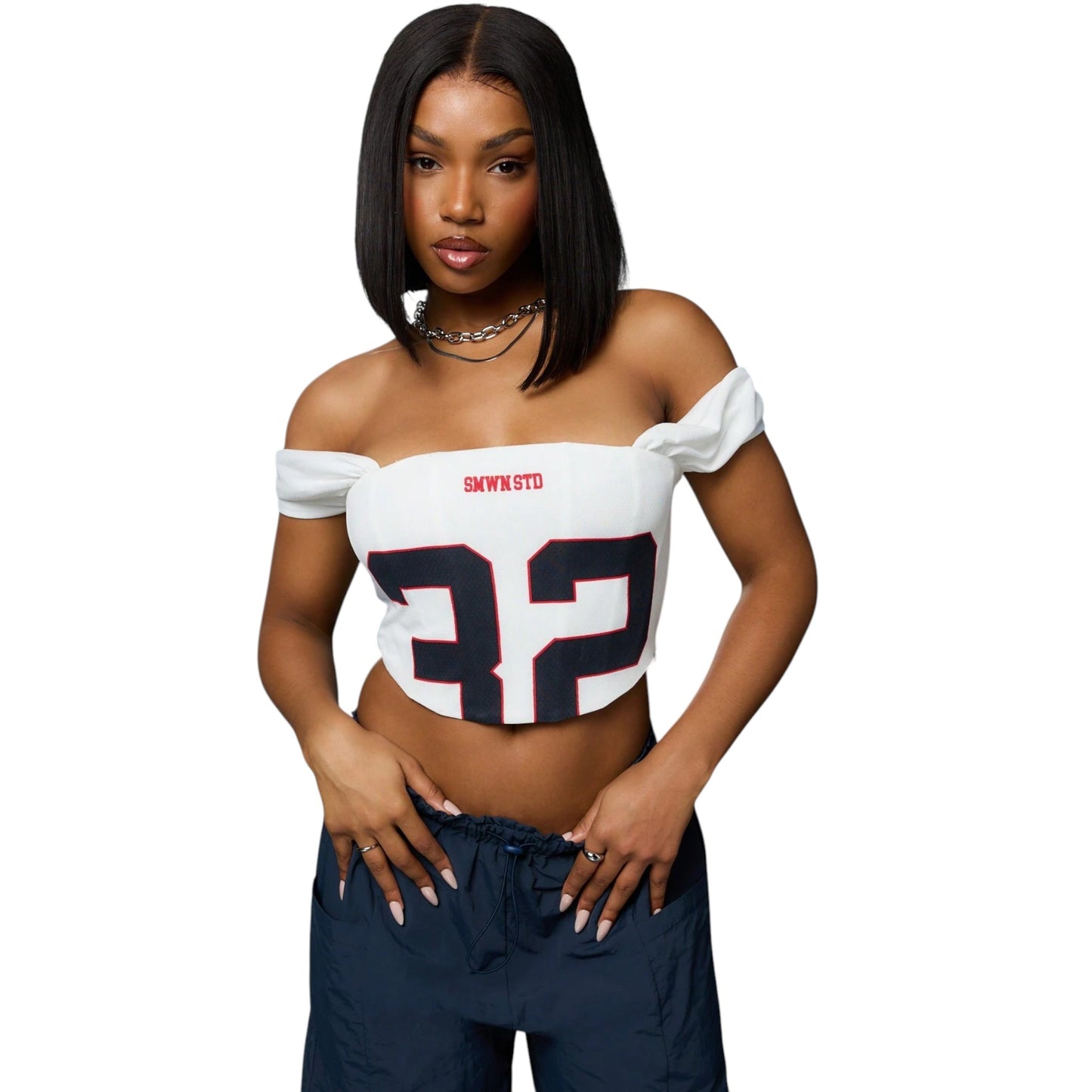 SHE ekrü crop top
