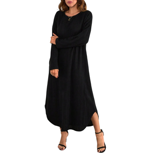 SHE fekete kötött maxi ruha