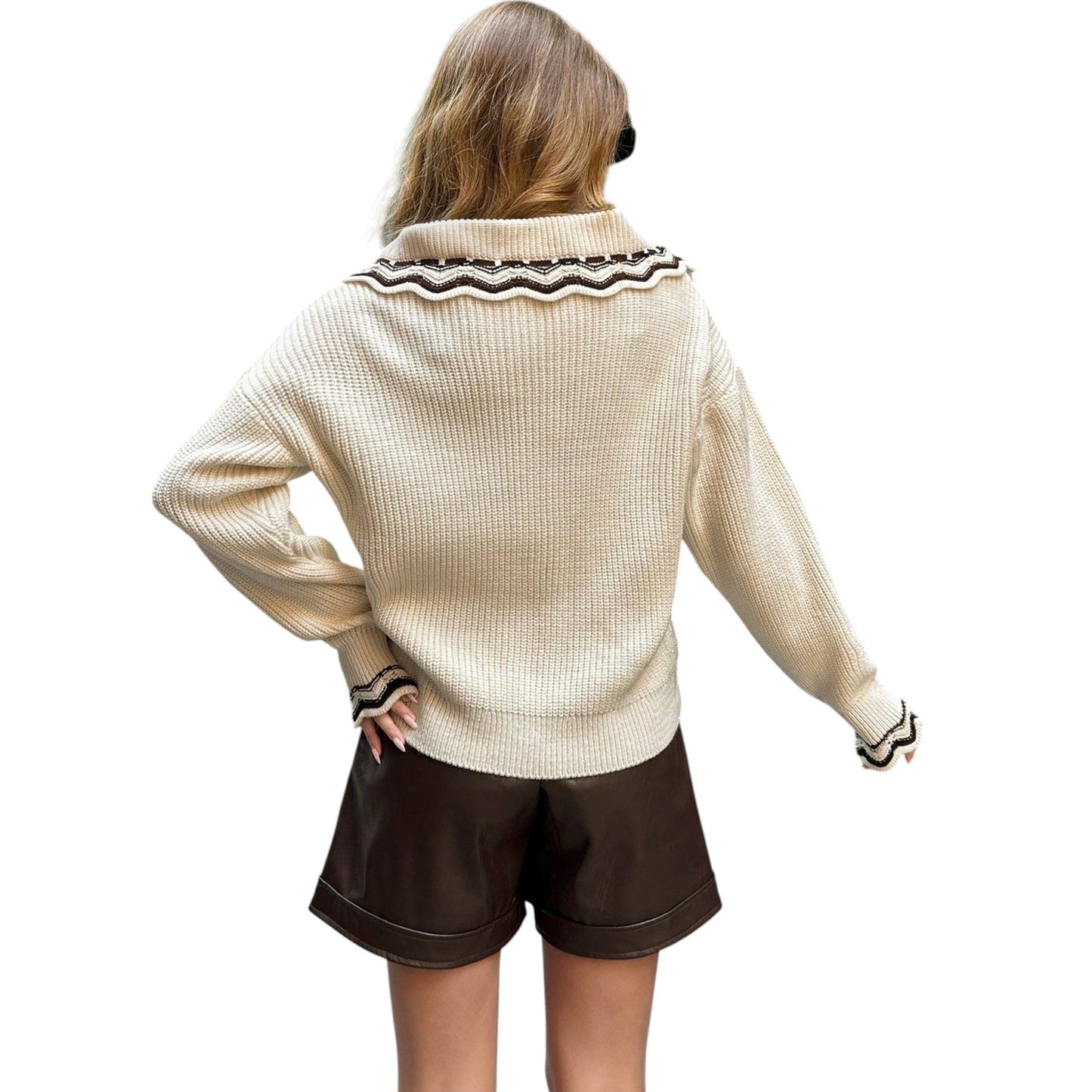 SHE ekrü kötött kardigán