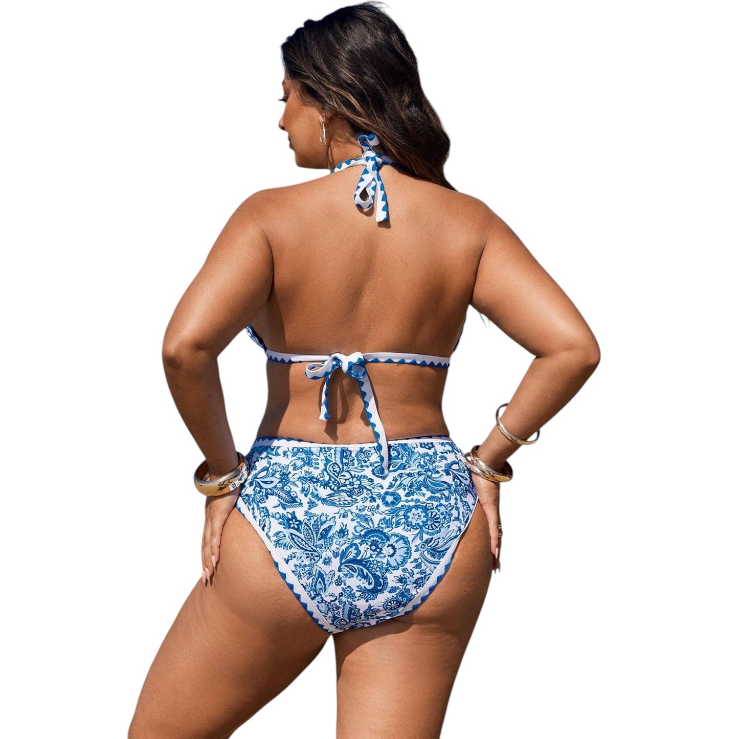 SHE kék-fehér mintás bikini
