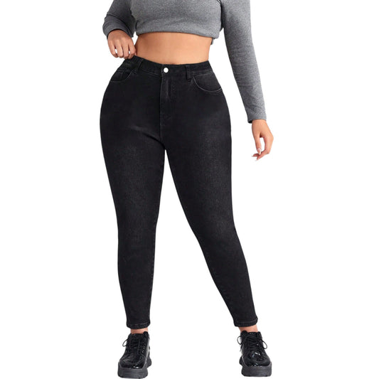 SHE fekete slim fit farmer nadrág