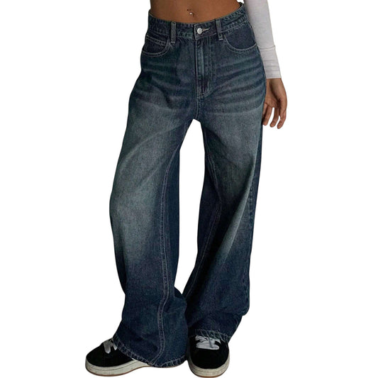 SHE kék bő szárú farmer nadrág