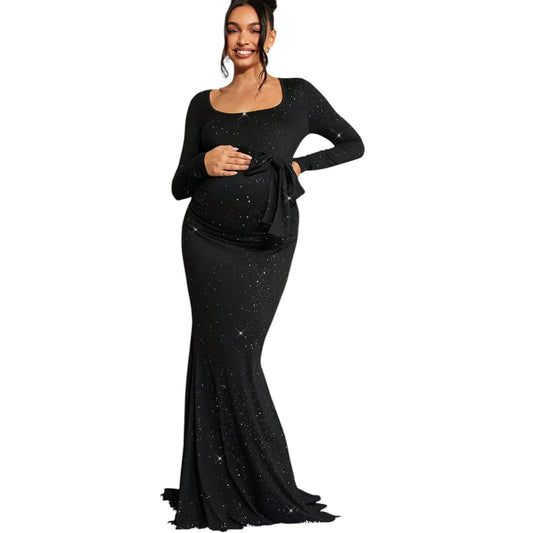 SHE fekete kismama maxi ruha