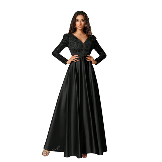 SHE fekete hosszú estélyi ruha