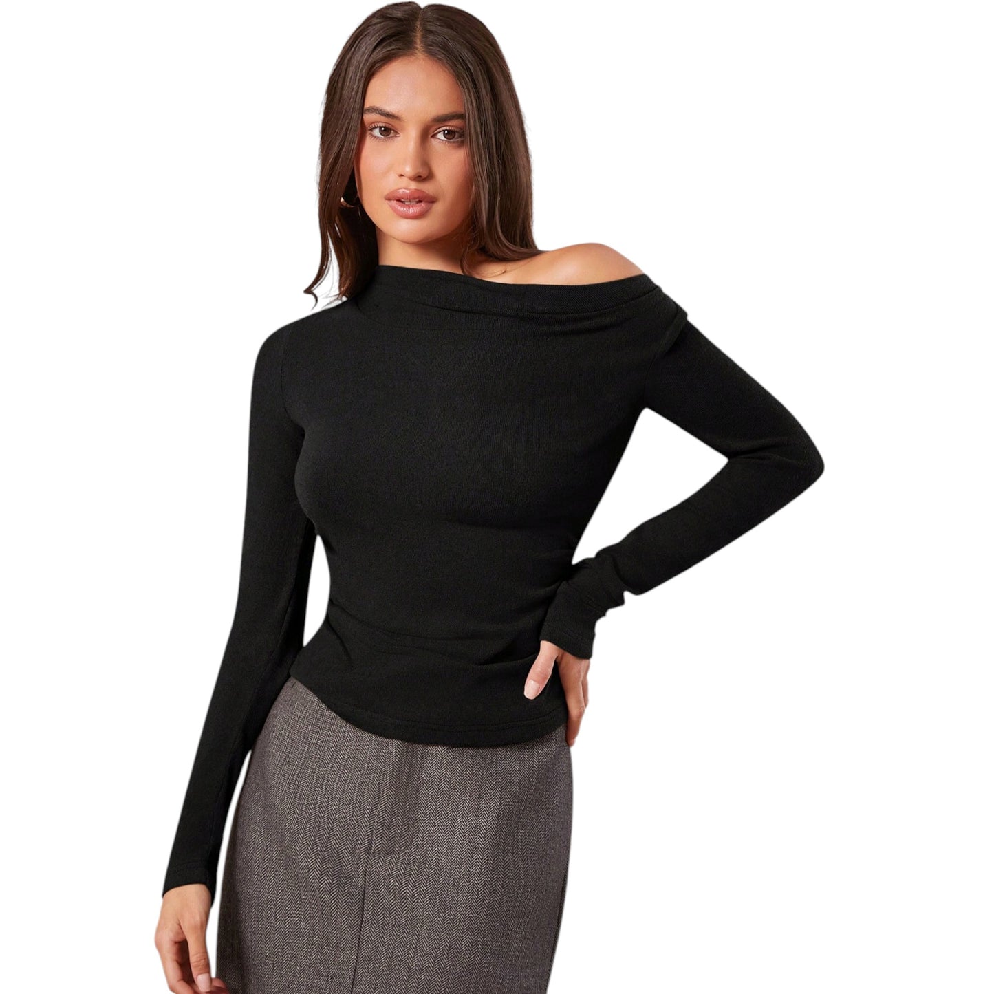 SHE fekete aszimmetrikus felső