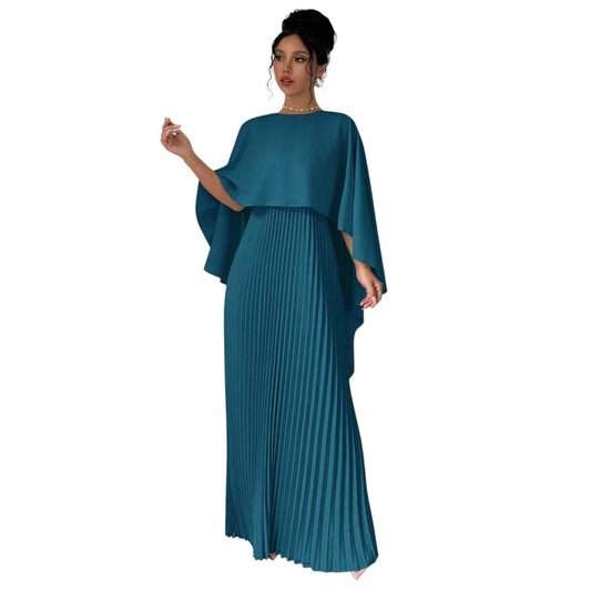 SHE türkiz pliszírozott maxi ruha