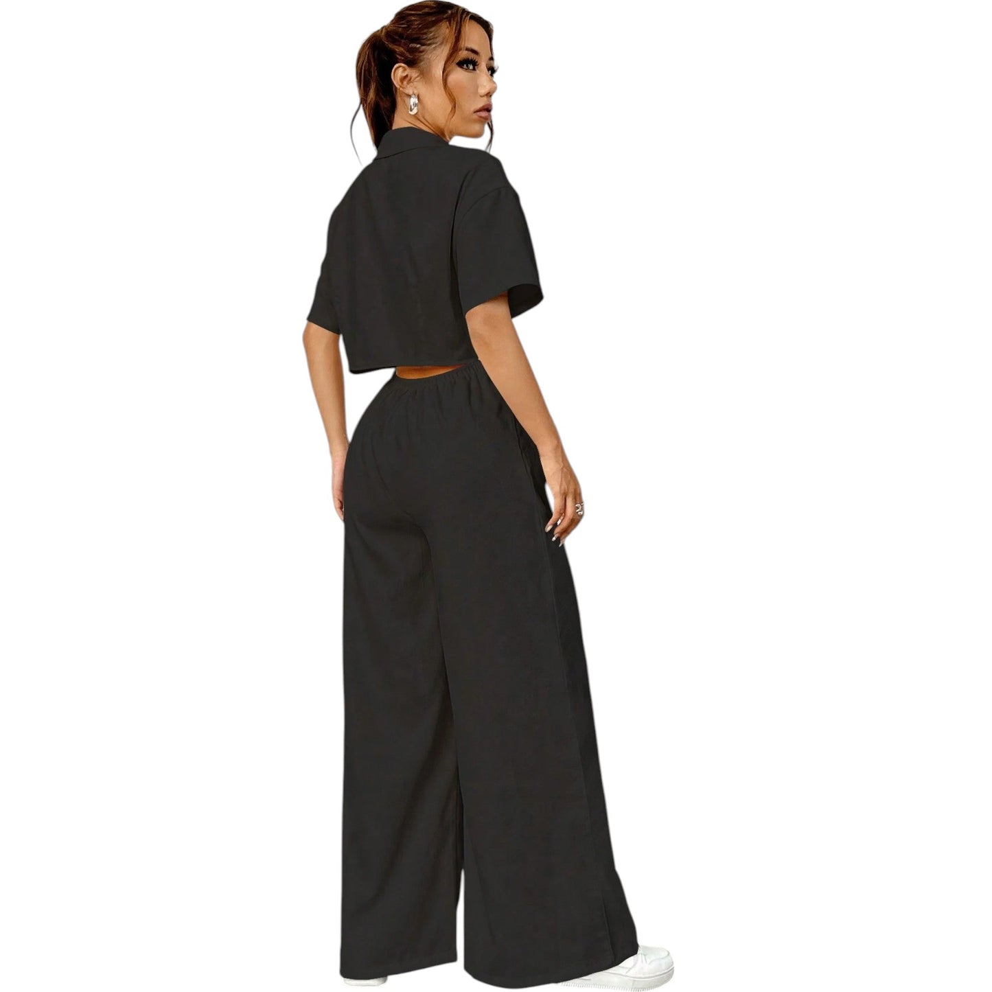 SHE fekete galléros jumpsuit