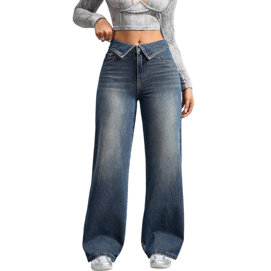 SHE kék trapéz szárú farmer nadrág