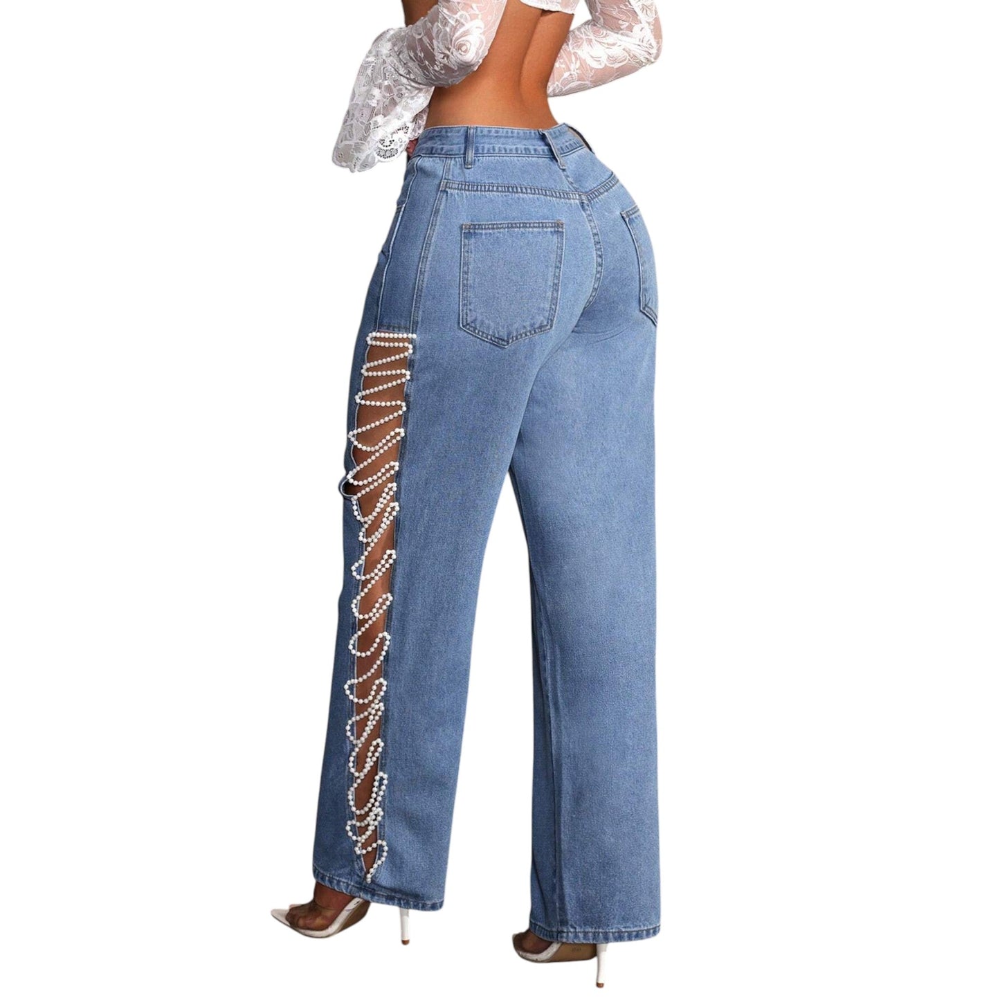 SHE kék gyöngyös farmer