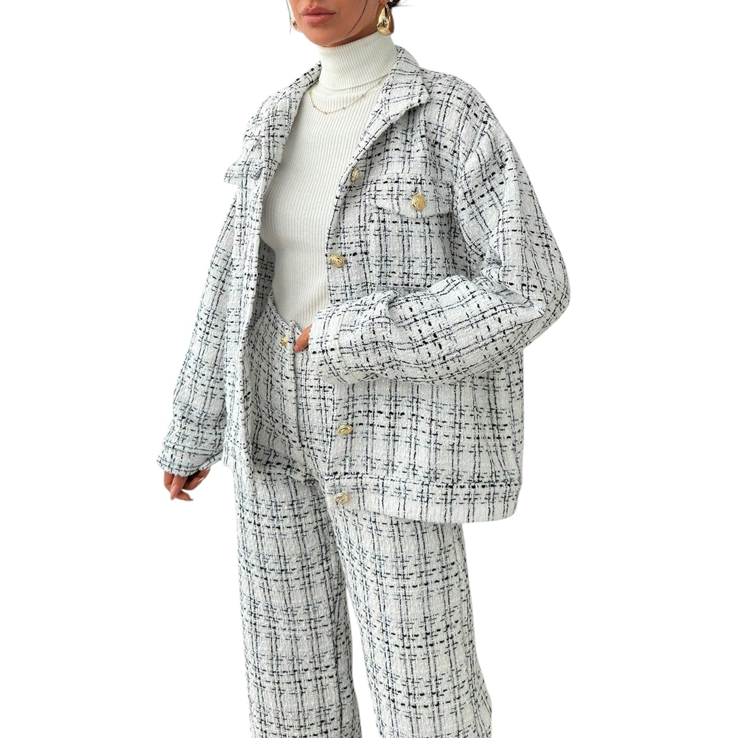 SHE fehér kockás blézer