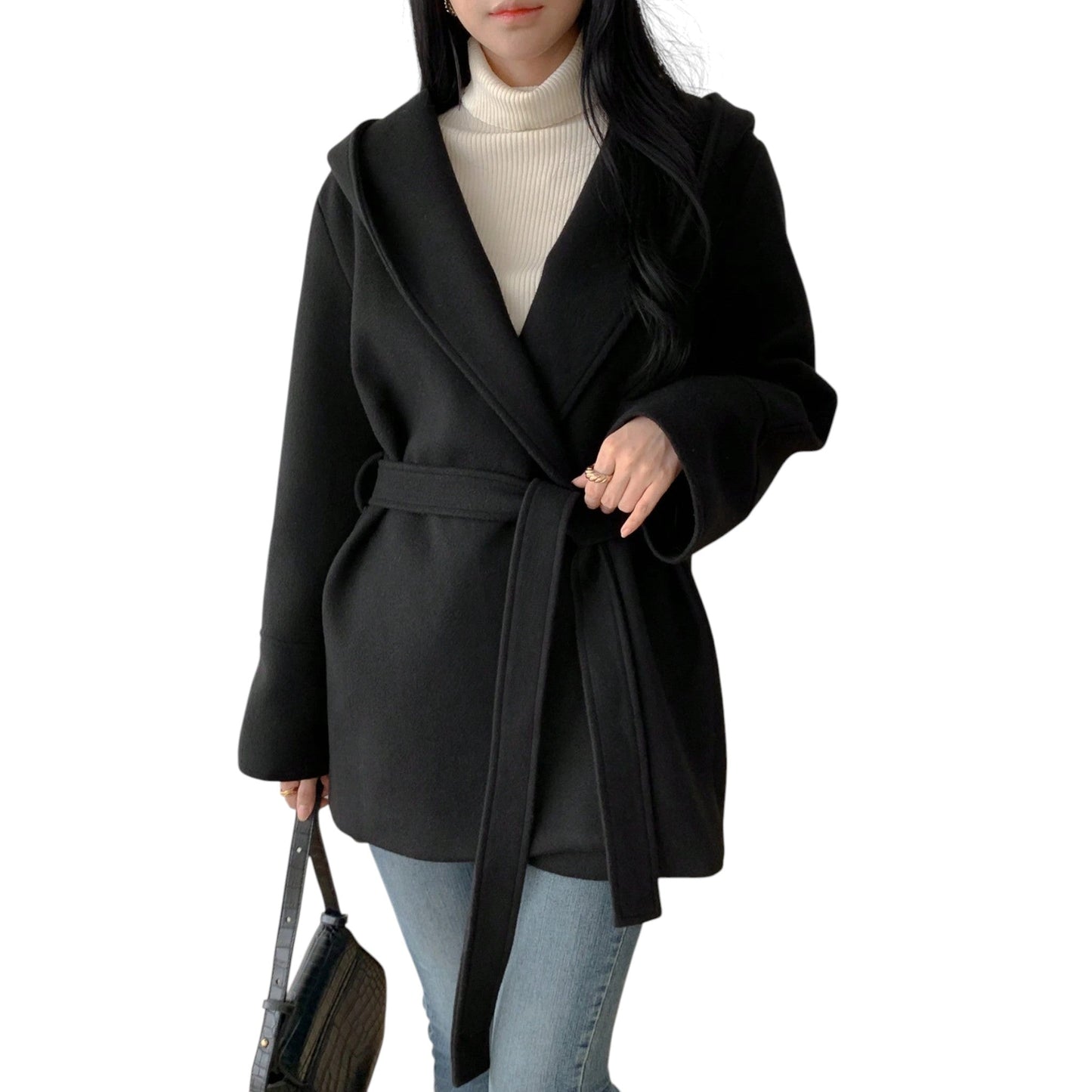 SHE fekete kapucnis rövid kabát