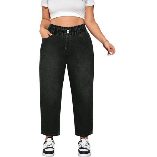 SHE fekete magas derekú farmer nadrág