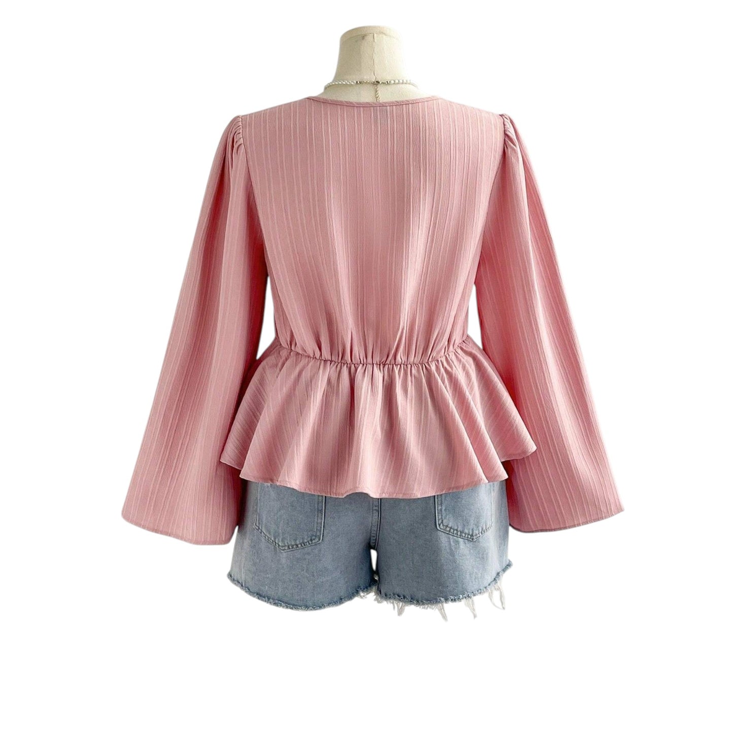 SHE rózsaszín megkötős peplum blúz