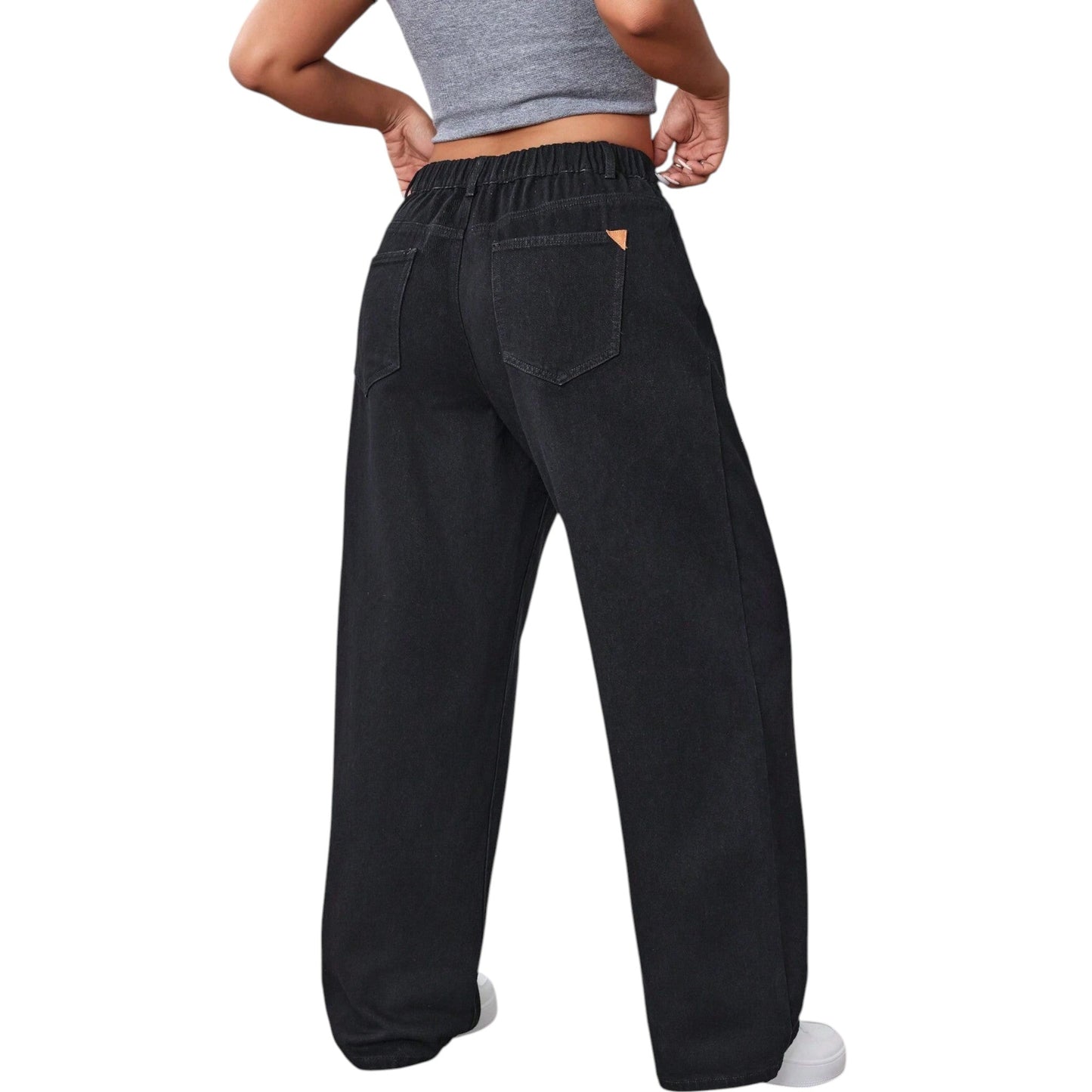 SHE fekete bő szárú farmer nadrág