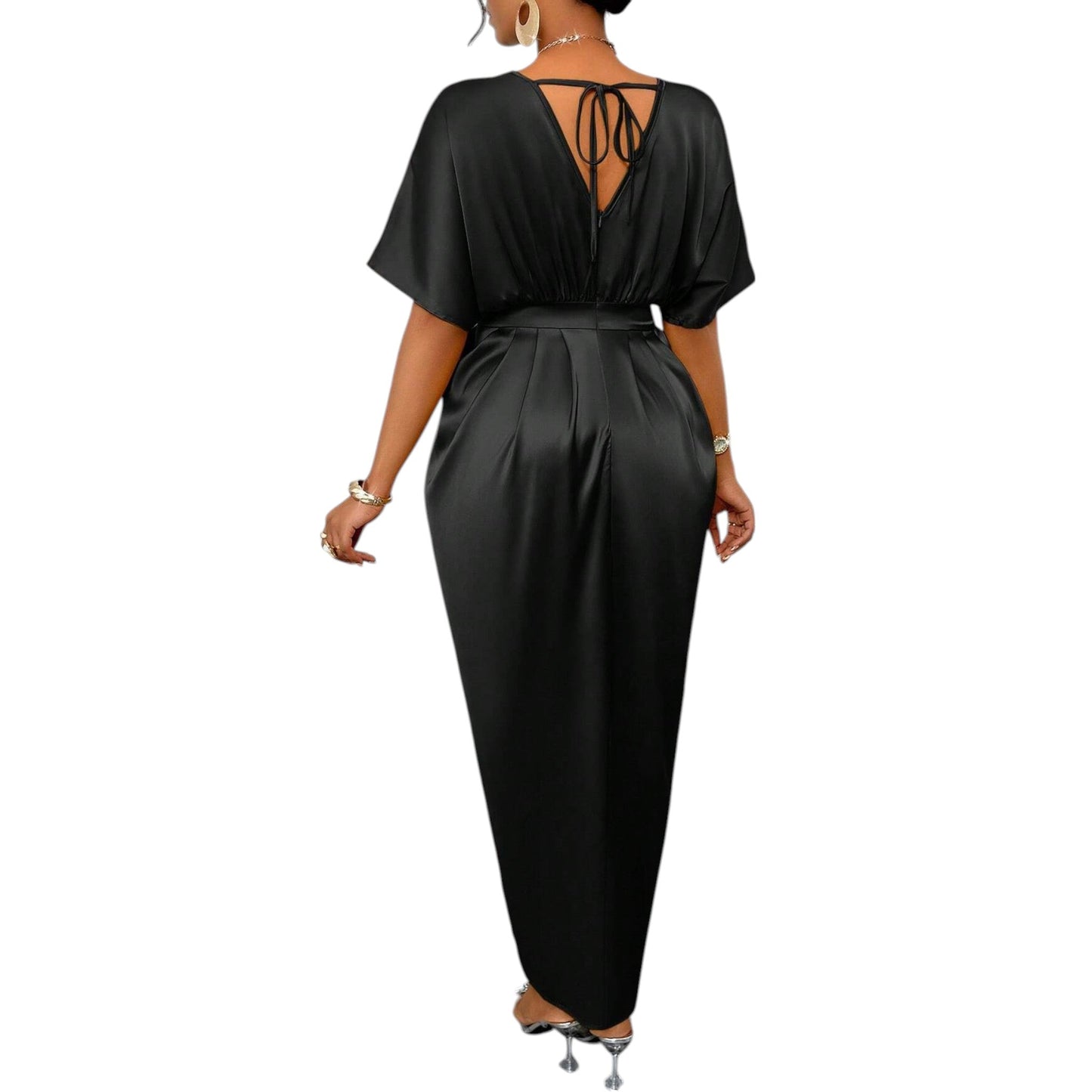 SHE fekete V-nyakú maxi ruha