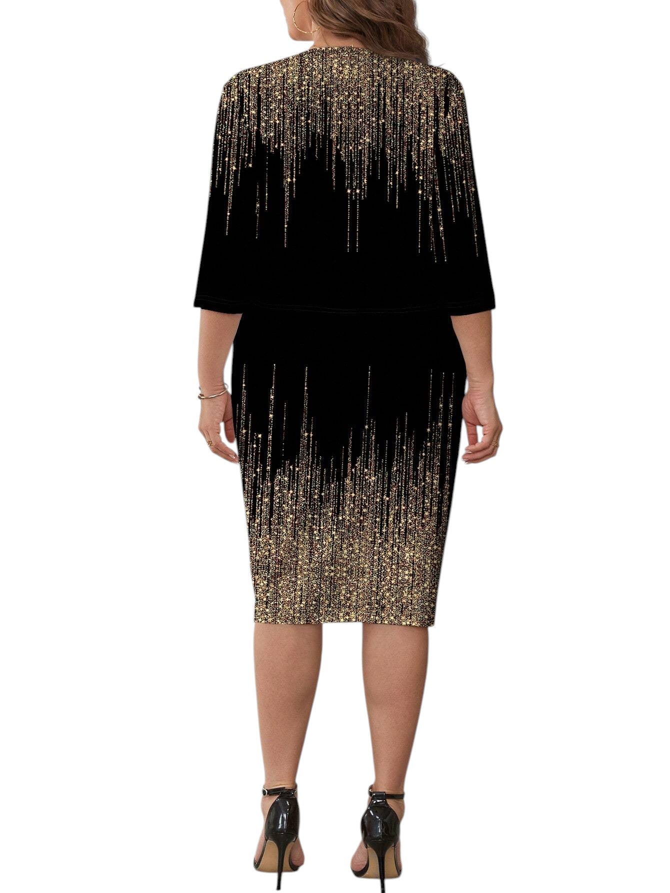 SHE fekete arany mintás kétrészes alkalmi szett