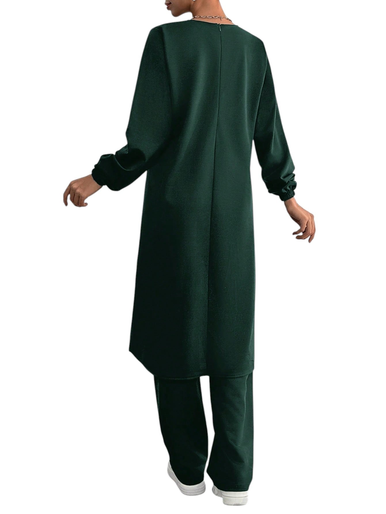 SHE sötétzöld flitteres kétrészes szett