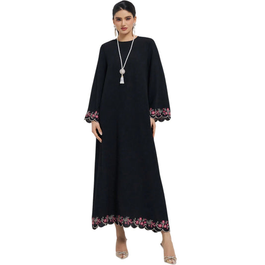 SHE fekete hímzett maxi ruha