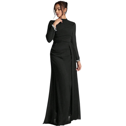 SHE fekete hosszú ujjú maxi ruha