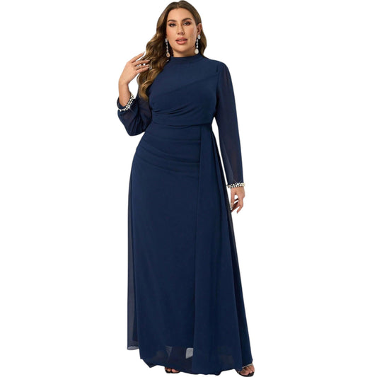 SHE sötétkék hosszú ujjú maxi ruha