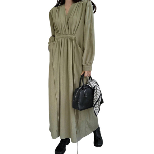 SHE zöld hajtókás maxi ruha