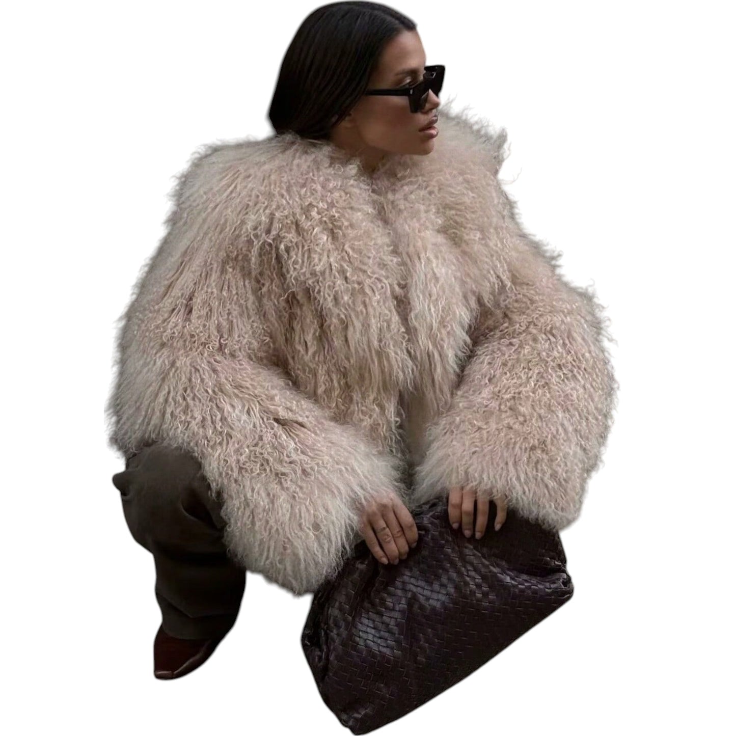 SHE világos bézs bunda kabát