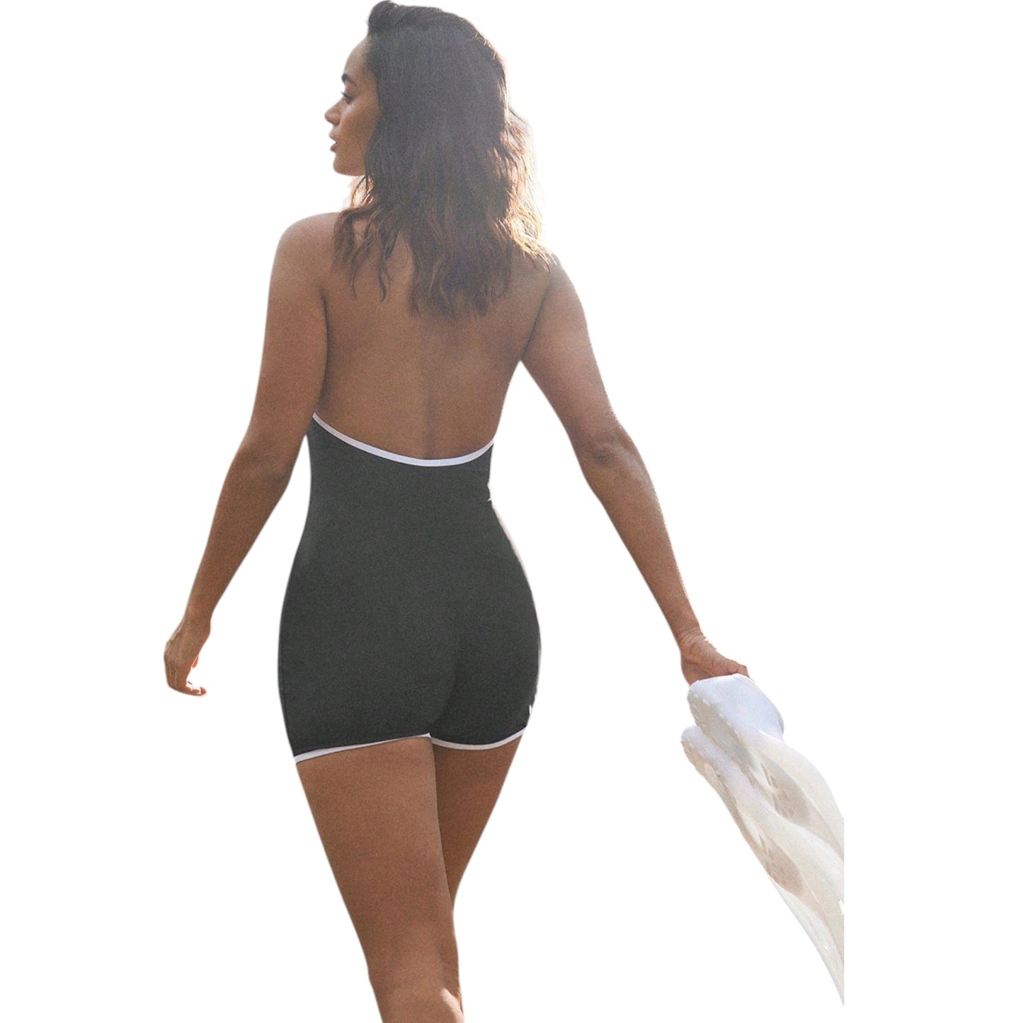 SHE fekete fehér szegélyű playsuit