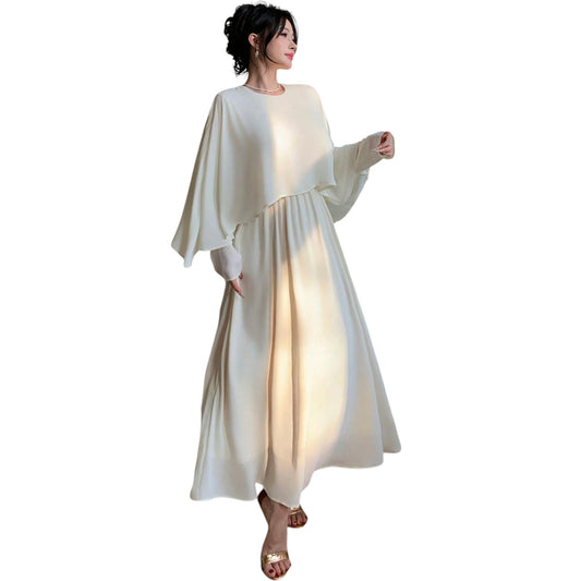 SHE vajszínű hosszú ujjú maxi ruha