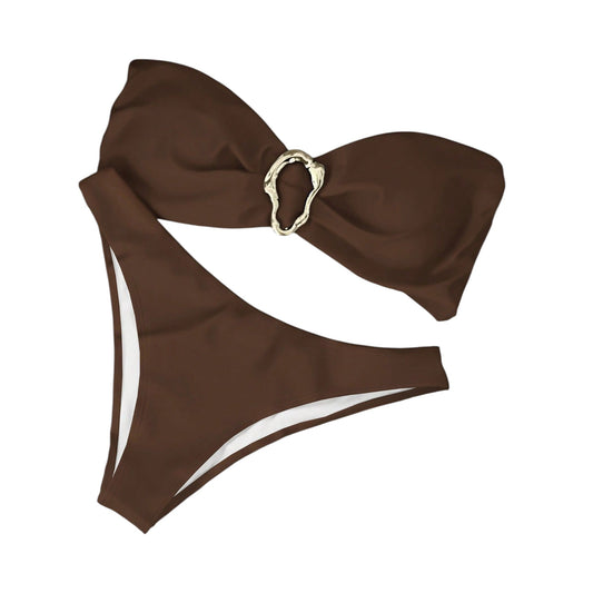 SHE barna csatos bandeau bikini szett