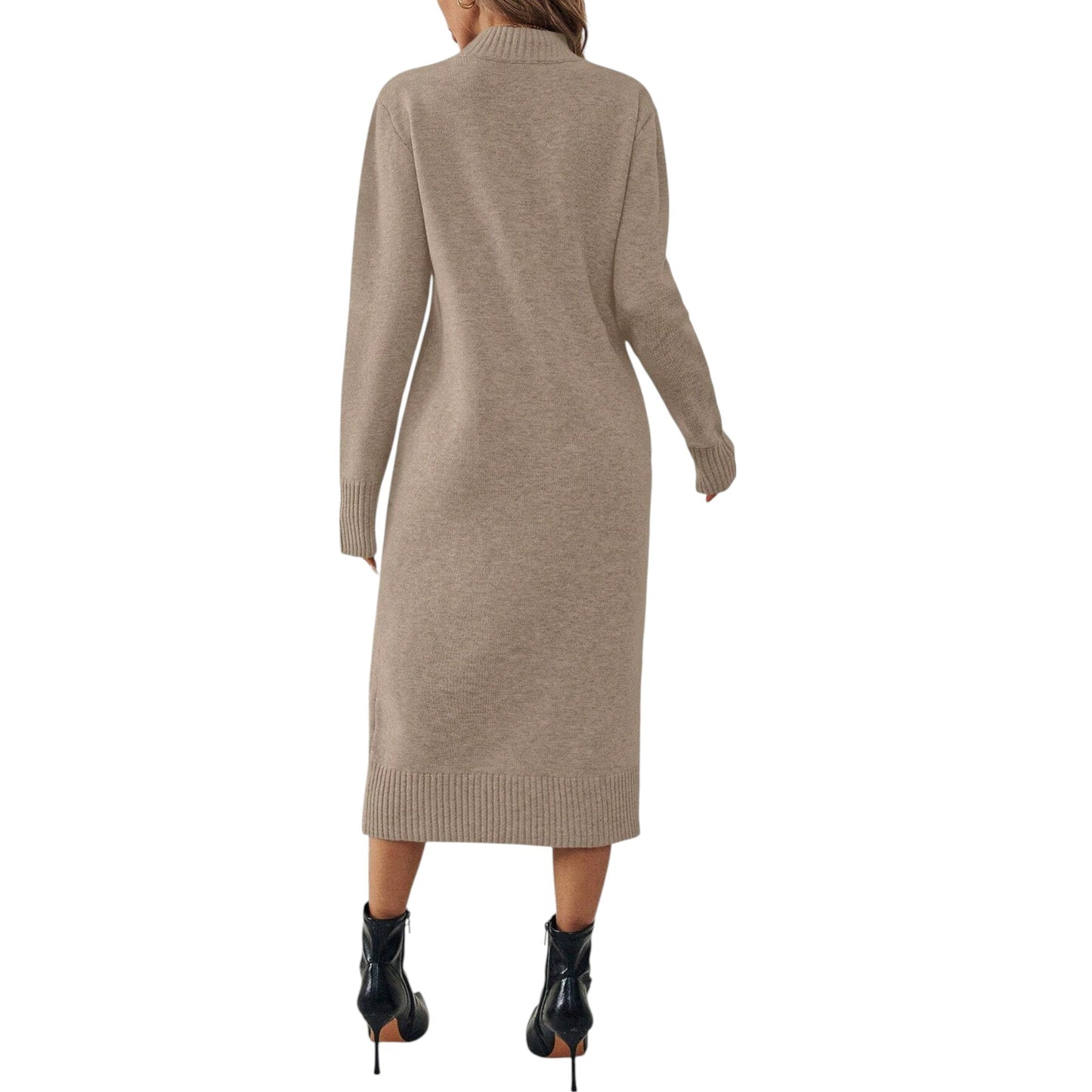 SHE bézs kötött midi ruha