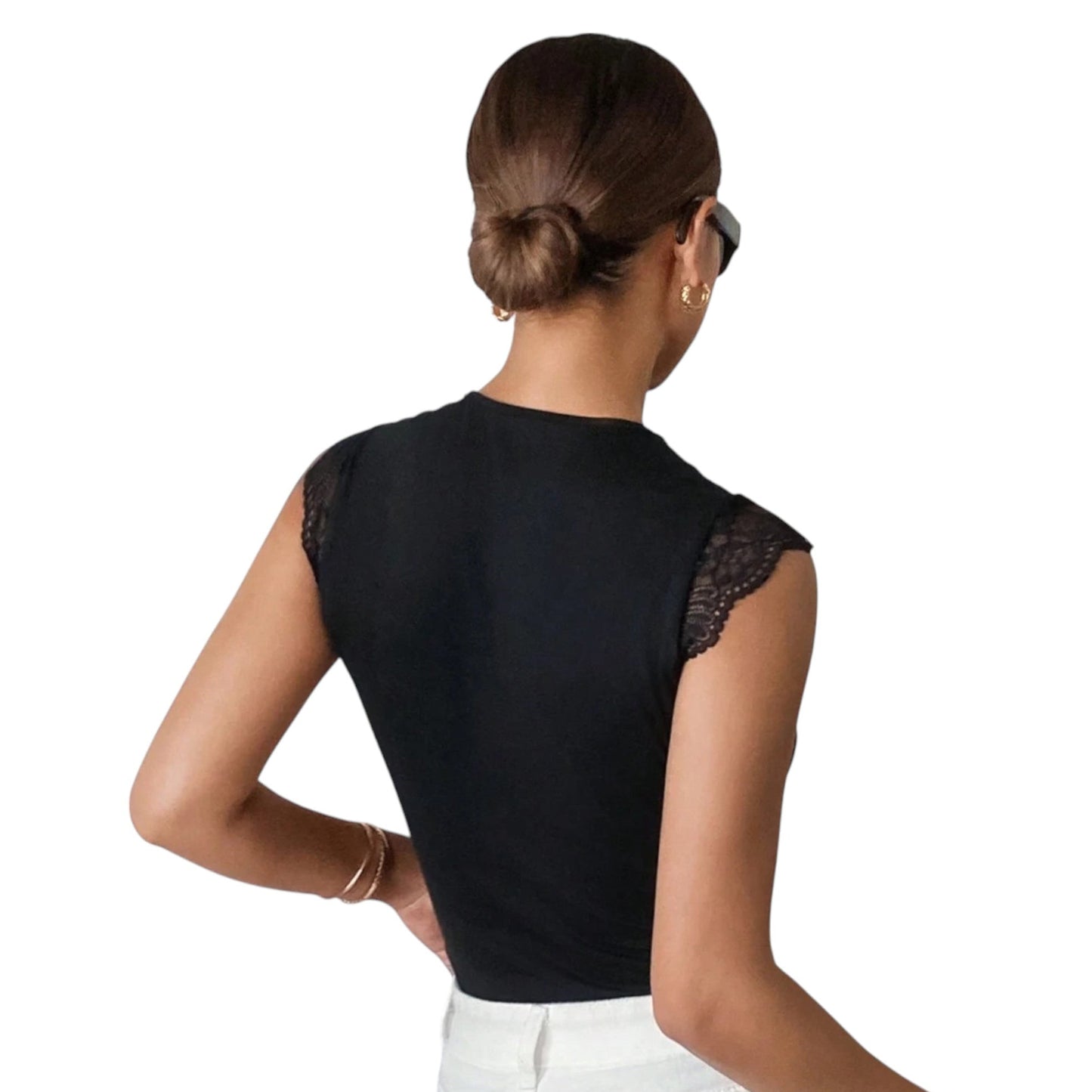 SHE fekete csipke top