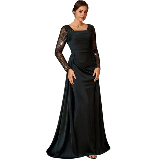 SHE fekete hosszú alkalmi ruha