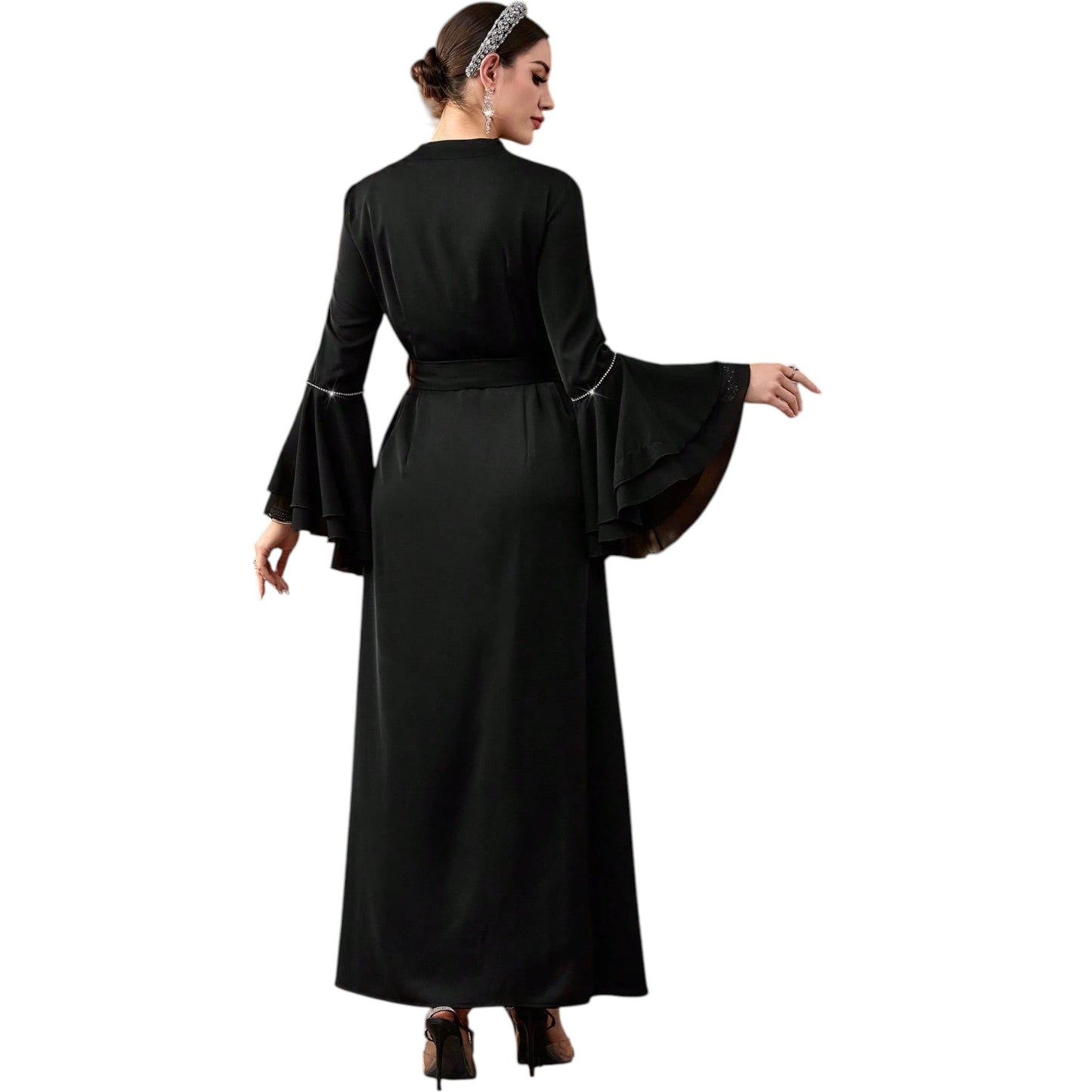 SHE fekete abaya strasszokkal