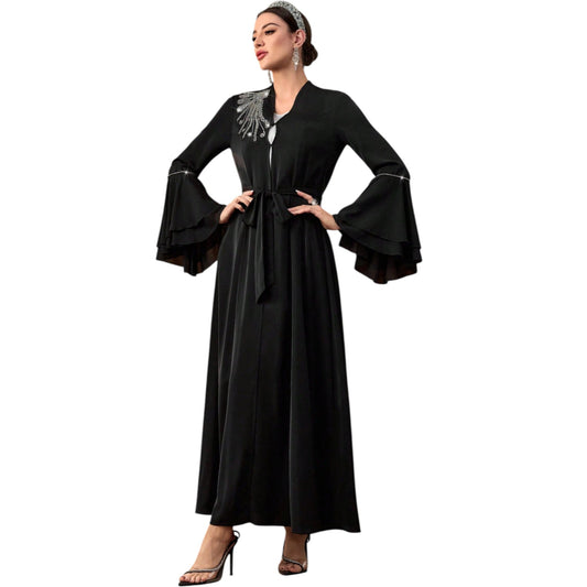 SHE fekete abaya strasszokkal