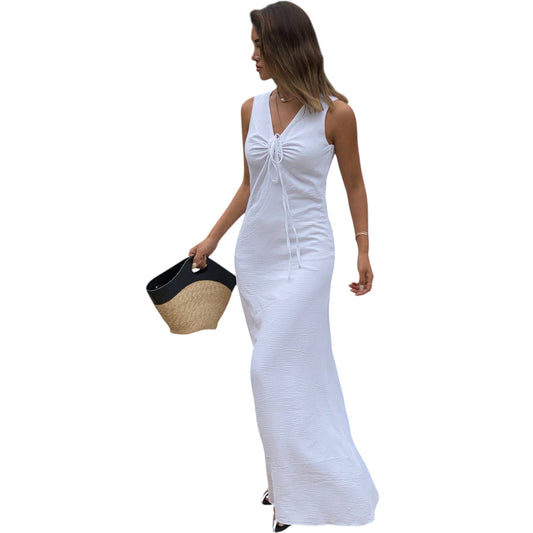 SHE fehér ujjatlan maxi ruha