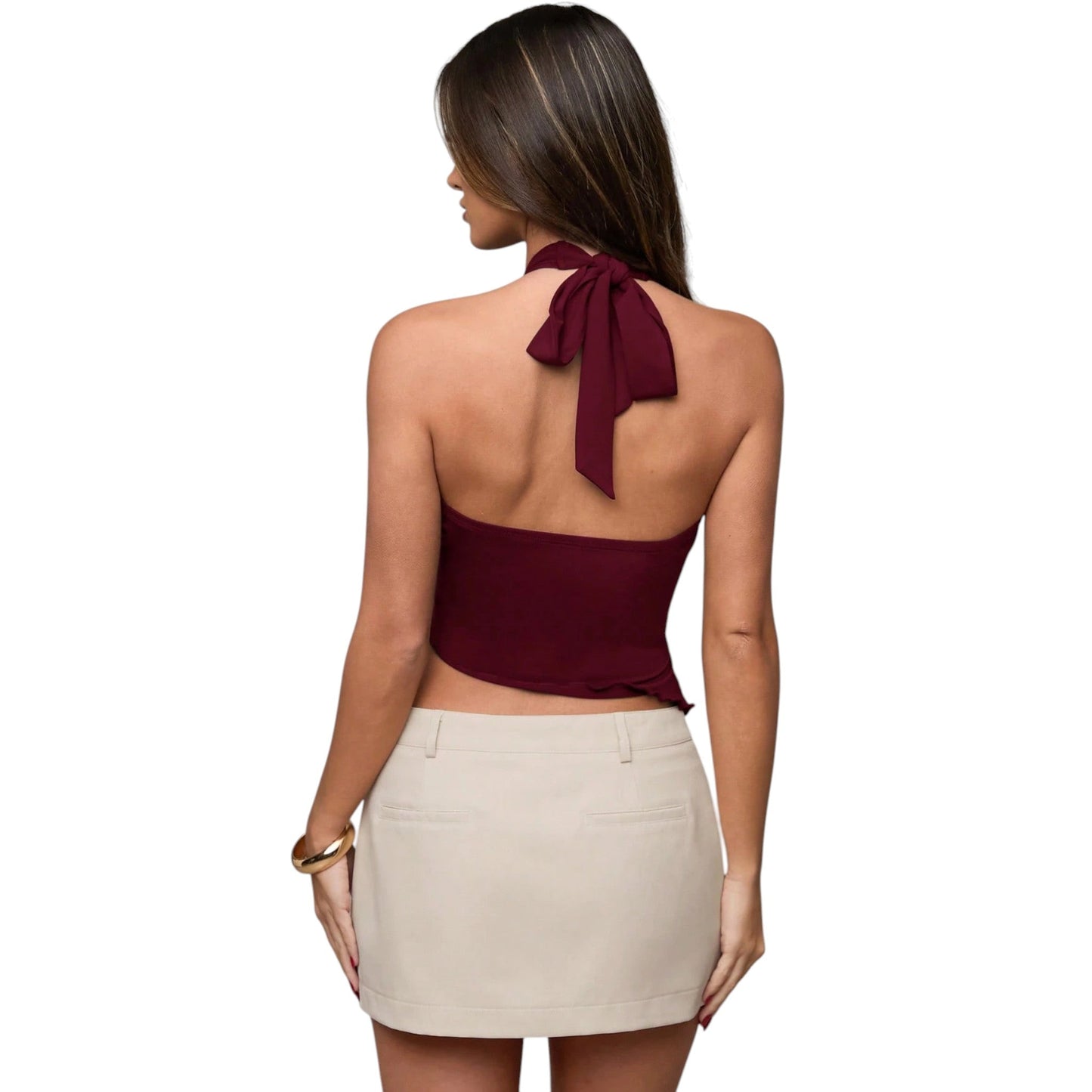 SHE bordó átlapolt crop top