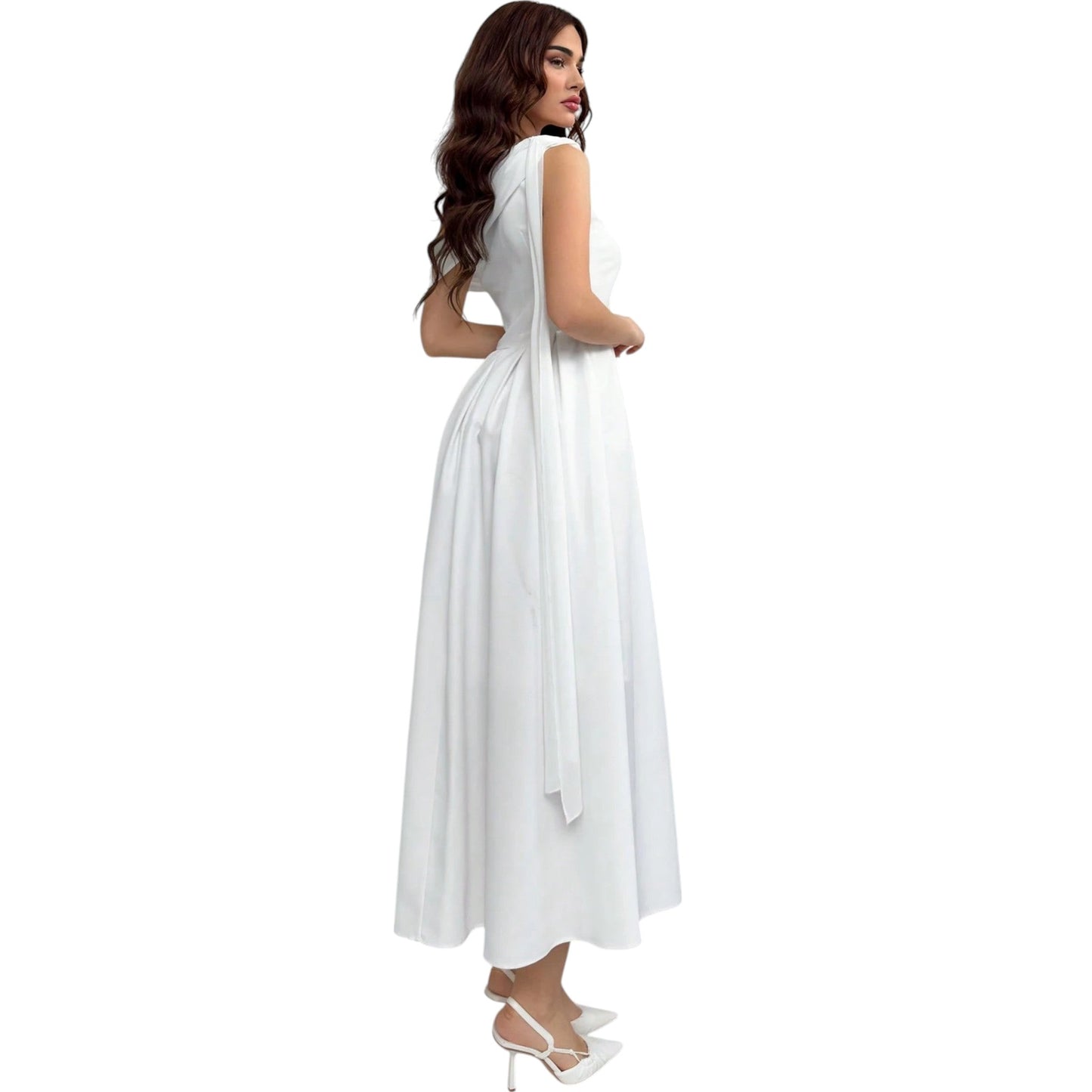 SHE fehér aszimmetrikus midi ruha