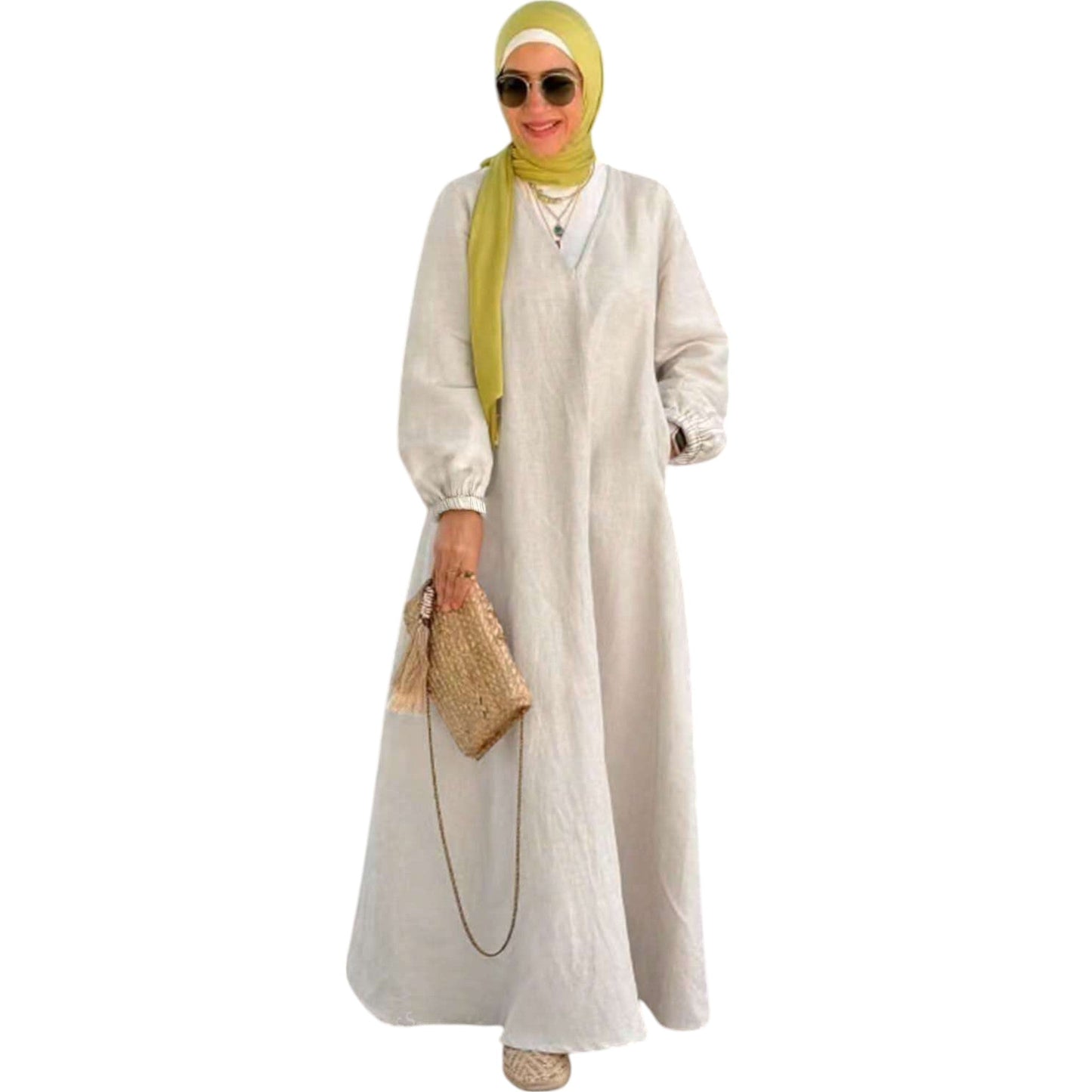 SHE bézs hosszú ujjú maxi ruha