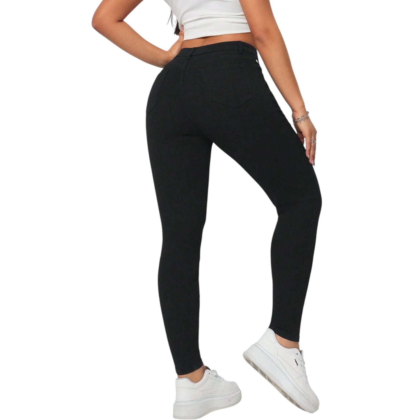 SHE fekete slim fit farmer
